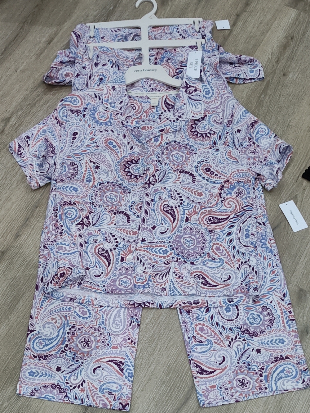 Vera Bradley Lavender & Blue Paisley Pajama 3pc Set